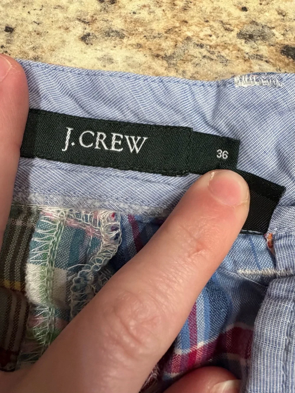 Vintage j.Crew Madras Multi-Color Plaid Patchwork Men’s Shorts Size 36